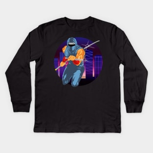 Synthwave Ninja Gaiden Kids Long Sleeve T-Shirt